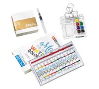 Sghtil Ensemble aquarelle pour artistes de poche, ensemble de couleurs de poche - Kit de croquis pour artistes de voyage en plein air - Palette aquarelle acrylique, ensemble de voyage portable