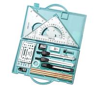 Sghtil Ensemble de géométrie pour étudiants, boussole - 16x kits d'outils mathématiques - Outils de dessin avec boîte de stockage, fournitures de rédaction pour les enseignants des élèves de