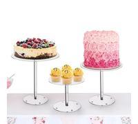 Sghtil Ensemble de supports de gâteau, support de gâteau en acrylique | Support de gâteau en acrylique transparent Présentoir à gâteau 3 pièces - Présentoir à gâteau à plusieurs niveaux, présentoir à