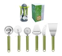 Sghtil Ensemble d'ustensiles de cuisine Outil à pizza, pelle à pizza et cutter | Pelle à pizza résistante à la température | Outil à pizza Design ergonomique Pelle à pizza facile à manipuler