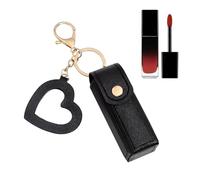 Sghtil Étui à lèvres en cuir, organisateur de rouge à lèvres | Porte-maquillage - Élégant étui à rouge à lèvres en cuir PU avec pendentif coeur pour les anniversaires du Nouvel An, anniversaire, Noir