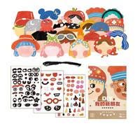 Sghtil Feuilles avec faces adhésives, autocollants Créer un visage | Autocollants pour amis de dessins animés | Décalques pour activités de voyage créatives, autocollants dynamiques pour amis de