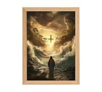 Sghtil Jésus peinture des lumières, lampe de Jésus,Jésus illumine l'image - Art mural chrétien décoratif Led décorations religieuses pour le salon d'anniversaire, Noël et église