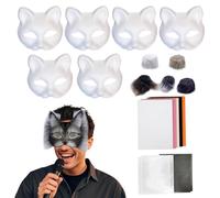 Sghtil Kit de masque animal à fourrure - 18 x / ensemble Arts Crafts Creative Funny - Masque de chat vierge - Accessoires de costume d'animaux pour l'artisanat, la fête, Halloween