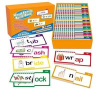 Sghtil Livre d'activités de lecture et de rime, cartes flash de mots familiaux - Word - Famille de lecture des cartes flash d'activité - Matériel éducatif de la petite enfance vocabulaire et apprenez
