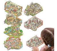 Sghtil Livre d'autocollants de scène miniature, décalcomanie créative 3D sans découpe - Autocollant paysage de pays des rêves, livre amusant pour enfants, pour l'école, garçon, fille