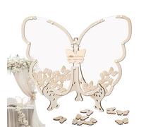 Sghtil Livre d'invité de Butterfly Baby Shower, Livre d'invités Butterfly, Livre d'invités en papillon en bois pour le mariage, élégant Guestbook, souvenirs pour l'obtention du diplôme
