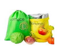 Sghtil Lot de 2 sacs réutilisables pour fruits et légumes - 28 x 39 cm - Prolonge la durée de vie - Vous garde dans le climat du réfrigérateur - Le processus de maturation est bridé, multicolore, Voir