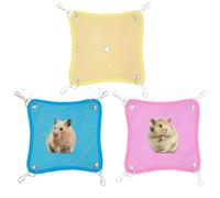 Sghtil Lot de 3 hamacs pour petits animaux de compagnie - Hamac avec tissu respirant en maille - Pour cage - Respirant et amovible - Pour furets, hamsters et chinchillas