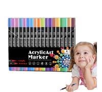 Sghtil Marqueurs de peinture acrylique, ensemble de marqueurs acryliques | Stylos à peinture acrylique avec pointe pinceau et pointe pointue,Marqueurs créatifs pour tissus, marqueurs acryliques
