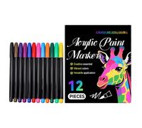 Sghtil Marqueurs De Peinture Acrylique, Fournitures Marqueurs Dessin, 12 Couleurs Stylos Acryliques Fournitures Artistiques Pour Dessin Créatif Pour Bois Verre Toile Artisanat Album