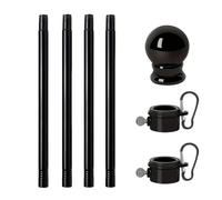 Sghtil Mât de drapeau pour l'extérieur - Avec anneaux pivotants à 360 ° en acier inoxydable - 1,8 m - Noir - Très résistant - Pour l'extérieur, jardin, terrasse, toit, mur