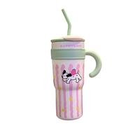 Sghtil mignons, mignons avec couvercle et paille - Gobelet à café isotherme de voyage de grande capacité avec dessin animé, tasse de boisson en acier inoxydable de 700 ml/1200 ml, bouteille