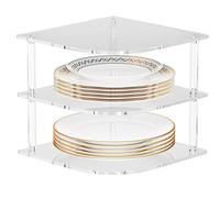 Sghtil Organisateur de plaques pour, étagère en acrylique transparente pour assiettes de cuisine, étagère d'angle à 3 niveaux, économie d'espace pour salle de bain, table de chevet, cuisine et table