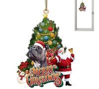 Sghtil Ornements de chien pour sapin de Noël,Décorations d'arbre de Noël pour chiens,Décorations de Noël pour arbre avec chien et père Noël | Ornement décoratif 2D, ornements d'animaux de voiture