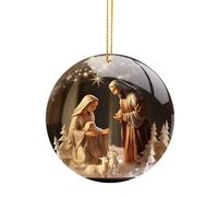 Sghtil Ornements de crèche d'arbre de Noël,Ornements de crèche, porte-clés pour sacs | Ornements de Noël en acrylique 2D, décorations suspendues pour l'arbre de Noël Décorations