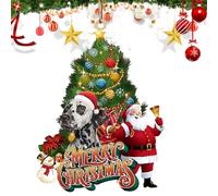 Sghtil Ornements de Noël pour chien, ornement de chien à suspendre - Décorations de Noël pour arbre avec chien et père Noël - Ornement décoratif 2D, ornements d'animaux de voiture de maison