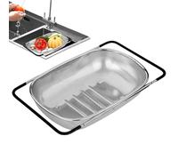 Sghtil Passoire sur évier, panier passoire d'évier, passoire extensible en acier inoxydable avec poignée | Grande passoire, panier passoire, passoire d'évier à mailles fines pour filtrer, rincer,