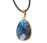 Sghtil Pendentif Collier Pierre de Lune Labradorite Bijoux en Pierre Labradorite - Collier Labradorite Femme - Collier Pendentif Labradorite Bleu Naturel Collier Collier Collier Pendentif Labradorite