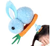 Sghtil Pince à cheveux de lapin en peluche, épingle à cheveux carotte, jolie pince à cheveux de lapin, jouet en peluche élastique, accessoire pour cheveux pour femmes et filles