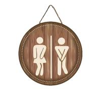 Sghtil Plaque de toilette, en bois, unisexe, pour WC, décoration d'intérieur, pour homme et femme, ferme, maison, école, centre commercial, restaurant, hôtel, club, maison d'hôtes
