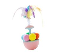 Sghtil Plume Ball pour Chats, Jouet de Plume de Balle de Chat, Balance Swing Ball, Portable Cat Feather Interactive Auto-Play Ennui Tytom for Outdoor Kitten Exercice
