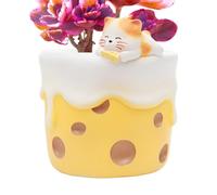 Sghtil Pots succulents pour animaux, jardinière mignonne | Pots de fleurs décoratifs drôles,Jardinière en forme de dessin animé en résine avec design pour crème glacée et fromage avec drainage pour