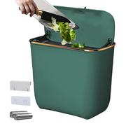 Sghtil Poubelle murale | Petit seau de compostage avec couvercle | Conteneur 7 litres avec sacs organisateur d'espace monté - Pour évier sous évier armoire plan de travail
