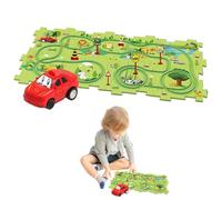 Sghtil Puzzle interactif sur piste de course, jeu de pistes de voiture pour Puzzle Racer | Kit de interactif pour | Le puzzle de conception flexible suit les jouets