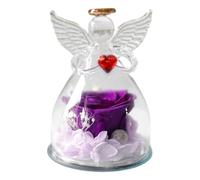 Sghtil Roses dans Un Verre Ange Roses éternelles dans Un dôme en Verre Angel Fleurs conservées dans Une Figurine d'ange éternelle Cadeau pour Femme, Elle, Petite Amie