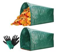 Sghtil Sacs à feuilles de pelouse - Pelle à poussière pour feuilles | 2 pièces réutilisables avec gants pour jardin, pelouse, feuilles, débris, coupes, terrasse, cour, travail en plein air