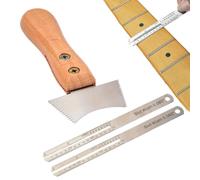 Sghtil SAW FRET, bord droit au cou de la guitare | Acier inoxydable des outils LUTHIER,Mesurer les accessoires de nivellement, grattoir à fente avec poignée en bois pour le nettoyage,