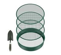 Sghtil Tamis de sol de jardin, ensemble de tamis de jardin - tamiseur de sol de sable rond en métal pour jardin,Les terres agricoles à effet de serre utilisent un filtre pour les avec 4