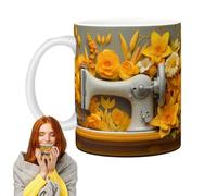 Sghtil Tasse à café à coudre - Tasse à eau en céramique, multi-usage, 3D, passe au lave-vaisselle et au micro-ondes, tasse à café à coudre pour l'intérieur, la maison, les voyages, Noël