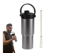 Sghtil TAVE CAFF MUSH, bouteille d'eau isolée, tasse de voyage isolée à fuite de 735 ml, outil de boisson portable avec poignée et paille, bouteille à double paroi pour l'école de gymnastique