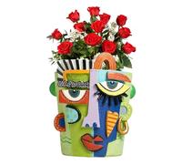 Sghtil Vase décoratif pour avec visage abstrait - pots de fleurs originaux, porte , 15 cm, en résine artistique pour intérieur jardin et terrasse