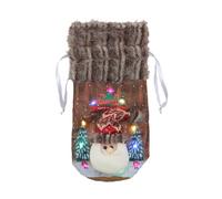 Sghtil Vêtements pour bouteilles de vin de Noël, Housse de bouteille de vin de Noël, Robe en peluche avec bouteille de Noël, Panier de bouteille de Noël éclairé, manches décoratives pour, Style senior
