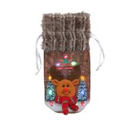 Sghtil Vêtements pour bouteilles de vin de Noël, Housse de bouteille de vin de Noël, Robe en peluche avec bouteille de Noël, Panier de bouteille de Noël éclairé, manches décoratives pour, Modèle de