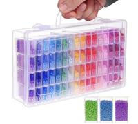 SGHUO Boîte de rangement 64 emplacements pour peinture diamant 5D avec plaque entonnoir, 200 étiquettes autocollantes et pince à épiler