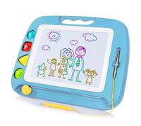 SGILE Grande planche à dessin magnétique - 4 couleurs 42 × 33 cm avec 4 tampons pour les tout-petits, planche à jouets d'apprentissage, cadeau de croquis pour enfants, filles et garçons,Bleu clair