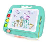 SGILE Grande planche à dessin magnétique - 4 couleurs 42 × 33 cm avec 4 tampons pour les tout-petits, planche à jouets d'apprentissage, cadeau de croquis pour enfants, filles et garçons,Vert