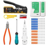 SGILE RJ45 Kit de Sertissage, Couteau à Dénuder à Sertir Traversant, Cat5 Cat6 Cat7 Tout - en - Un, Kit de Sertissage Ethernet Réseau, Kit Réparation Réseau, 25 Connecteurs CAT6 et 25 Connecteurs CAT7