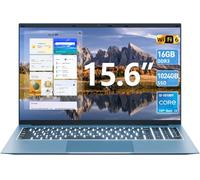 SGIN Ordinateur portable 15,6" 16 Go de RAM+1024 Go SSD, ordinateur portable avec Core I3, 11 Home, 8000 mAh, WiFi 6, angle d'ouverture de 180°, USB 3