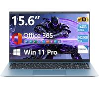 SGIN Ordinateur portable 15,6", 16 Go de RAM 1024 Go SSD, Ordinateurs portables Celeron N5100, Win 11, ordinateur portable 7000 mAh, WiFi 6, angle ouvert de 180°, USB 3.2, pour les entreprises et les