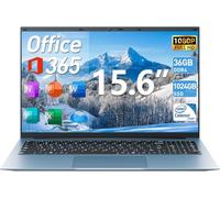SGIN Ordinateurs portables Windows 11 de 15,6", avec 36 Go de RAM, 128 Go EMMC+1024 Go SSD, Celeron N5095 Quad-Core, 1 an Office 365, WiFi 6, visualisation à 180°, USB 3.2, HDMI, Type-C, batterie 7000