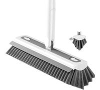Sgizoku Brosse à récurer coudée 3 en 1 avec raclette, 120 cm réglable à long manche brosse de nettoyage de sol 30 cm pour récurer terrasse, carrelage, garage, terrasse, béton, tapis, douche et salle