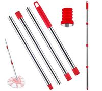 Sgizoku Manche Long Rouge 147cm, adapté à Tous Les balais à Franges VI-ledas Turbo Smart/H2Pro/O Cedar EasyWring&Clean et à la Plupart des balais, Manche à Balai rallongé en Acier Inoxydable