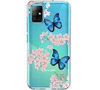 SGKITM Coque Samsung Galaxy A51 Etui Silicone Gel TPU Transparent Doux Housse Bleu Rose Papillon Jupe Princesse Motif Ultra-Mince Cas Téléphone pour Galaxy A51 6.5 Pouces 2019 (Motif 098)