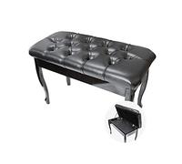 SGKOMN Banc de Piano en Similicuir avec Rangement, Tabouret Confortable, Coussin rembourré en Mousse Haute résilience, Design élégant en Bois, 76 x 35 x 49 cm, Noir et Marron, Black