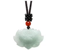 SGKOMN Collier Pendentif en Jade Vert Feng Shui Naturel pour Femmes, véritable Yoga, jadéite, Fleur de Lotus Blanche sacrée